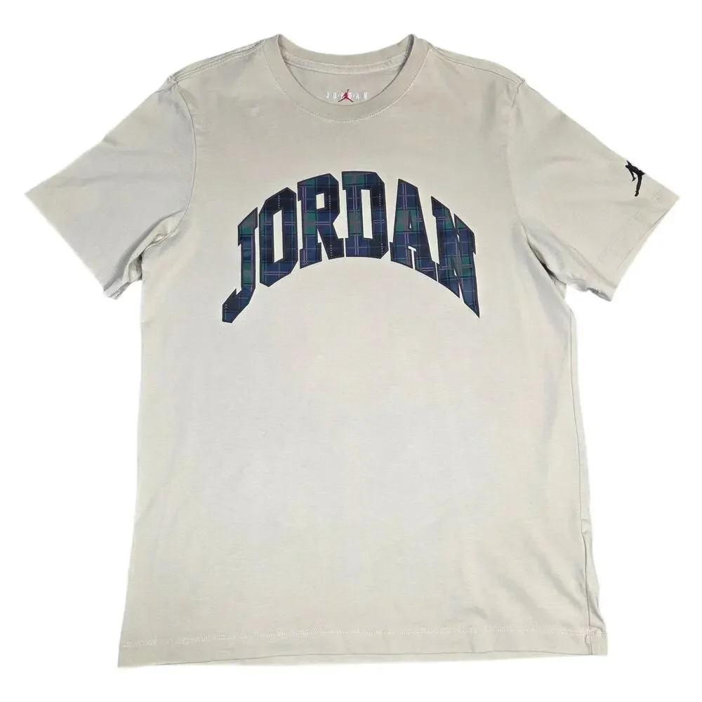 Nike Air Jordan Essentials Holiday Men's‎ T-Shirt Rattan Beige Spellout Large